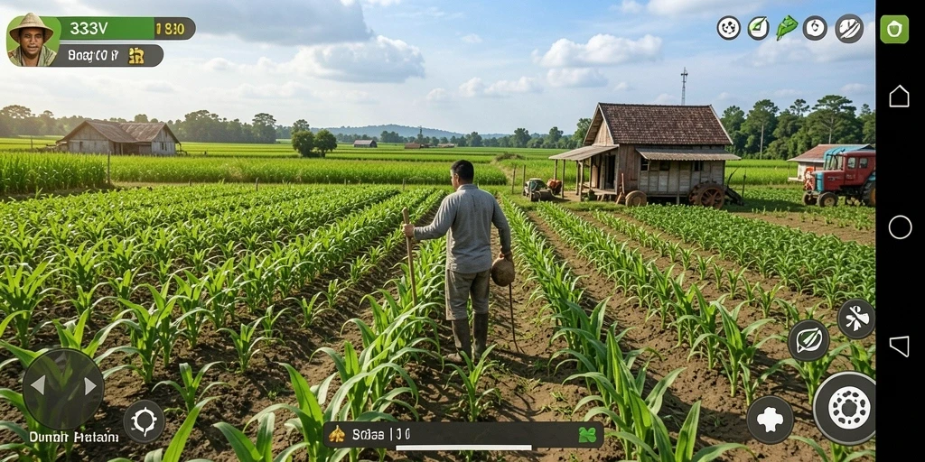 Menampilkan gameplay menarik dalam 333V dengan aktivitas pertanian.