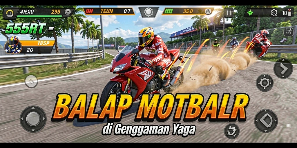 Tampilan gameplay balap motor yang mendebarkan dalam 55RT.