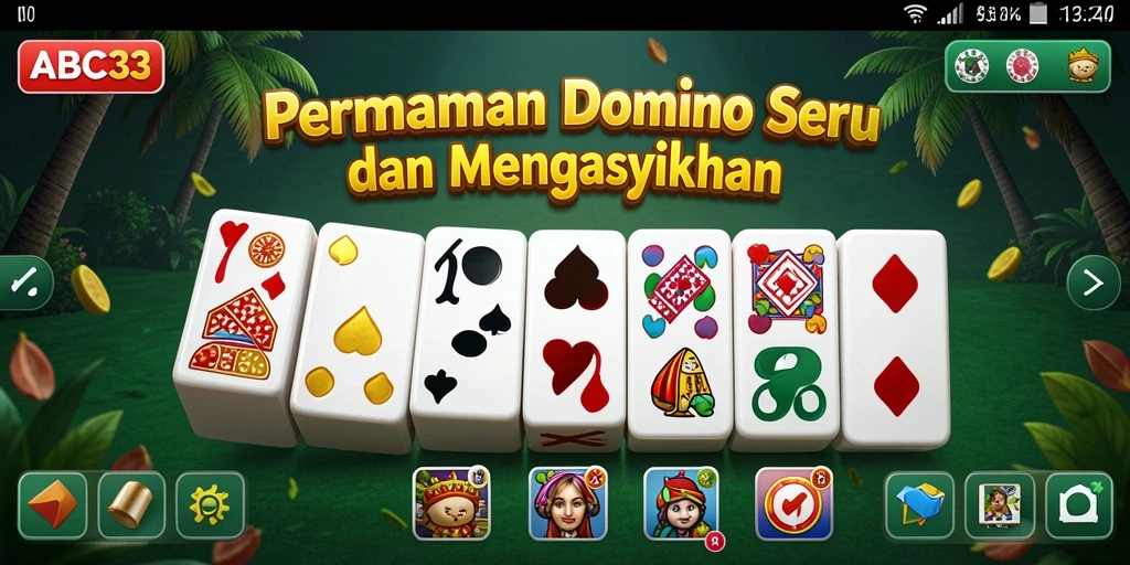 Tampilan gameplay seru dalam ABC33 yang menampilkan domino.