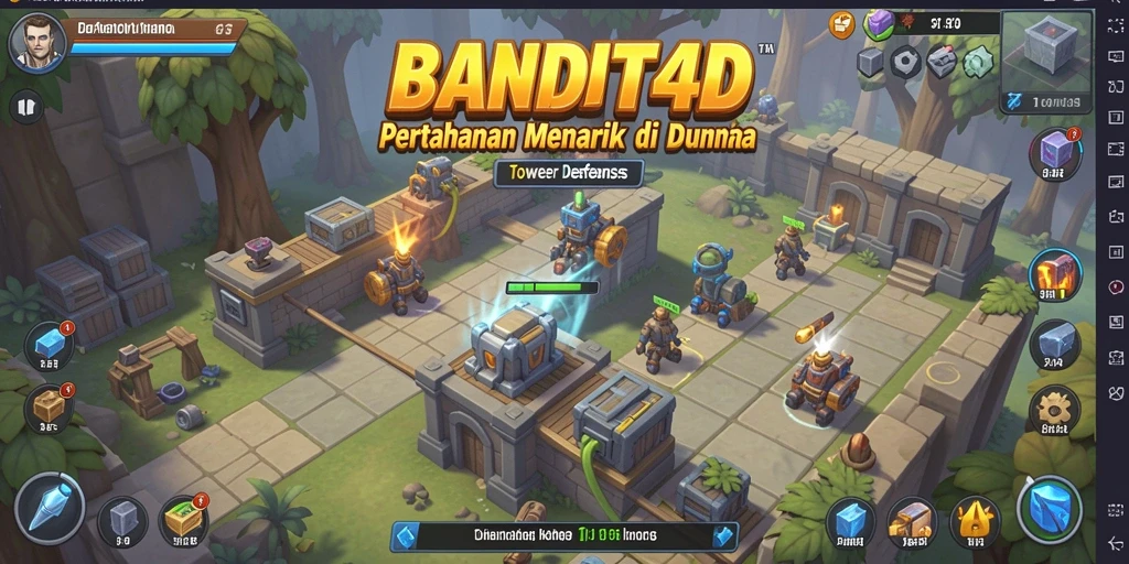 Tampilan seru gameplay BANDIT4D dalam Tower Defense.