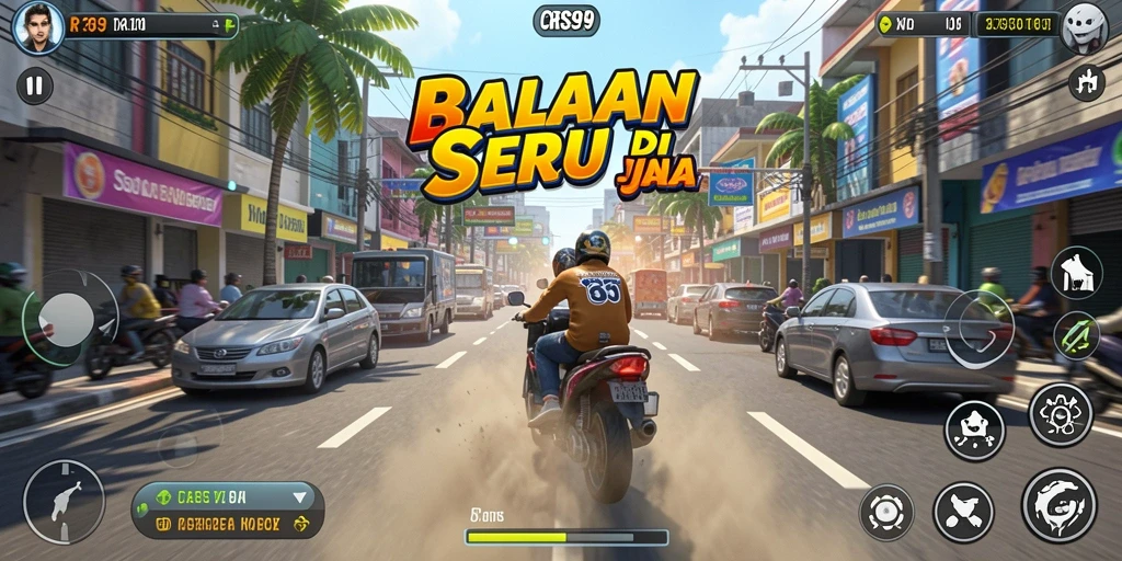 Tampilan gameplay CRS99 yang mendebarkan saat balapan.