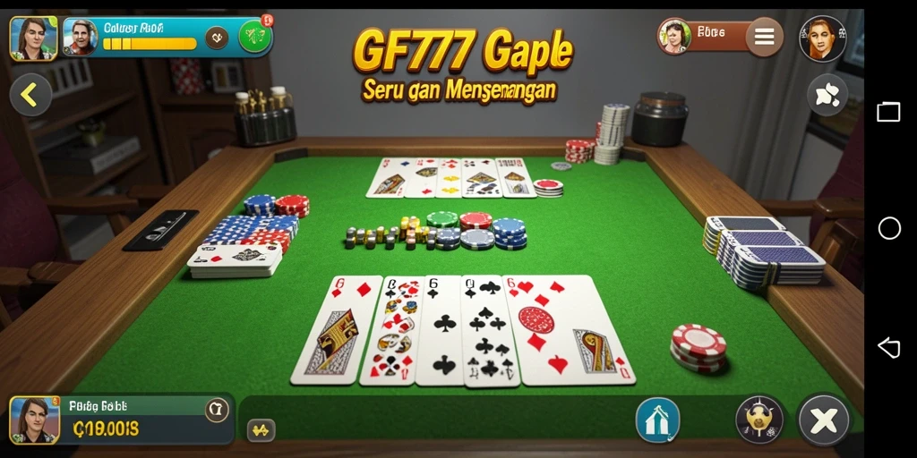 Tampilan gameplay seru di GF777 dengan kartu Gaple.