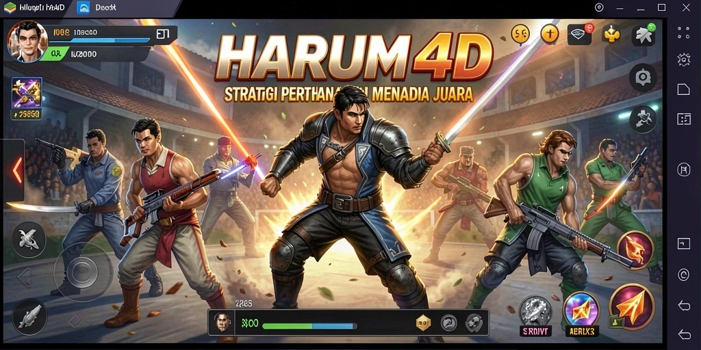 Screenshot gameplay <strong>HARUM4D</strong> menunjukkan menara yang berfungsi dengan baik dalam menghadang gelombang musuh.