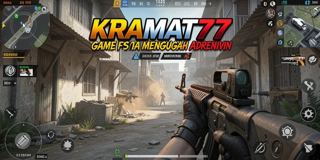 Tampilan gameplay menegangkan dari KRAMAT77 dalam aksi FPS.