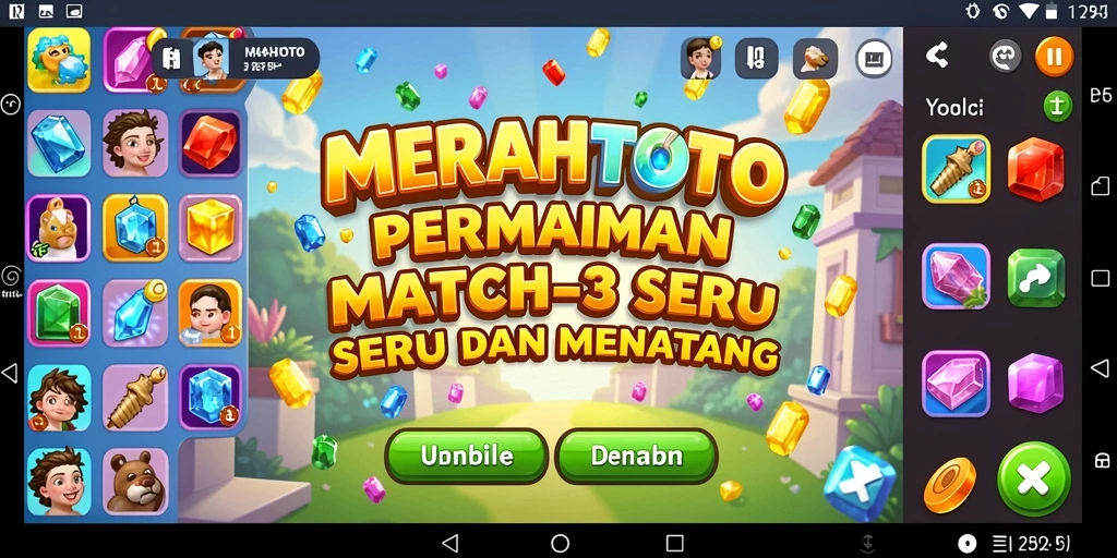 Tangkapan layar MERAHTOTO menunjukkan gameplay seru dari permainan Match-3.