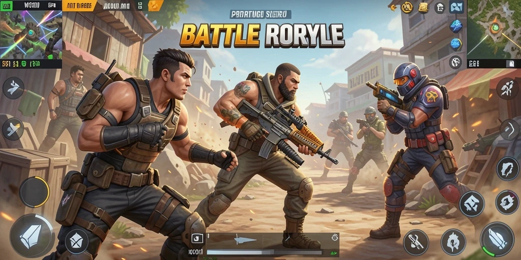 Tangkapan layar MPOID menunjukkan aksi intens Battle Royale yang mendebarkan.
