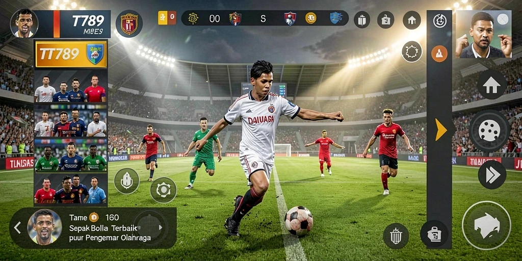 Tampilan gameplay menarik dari TT789 dengan aksi sepak bola yang seru.