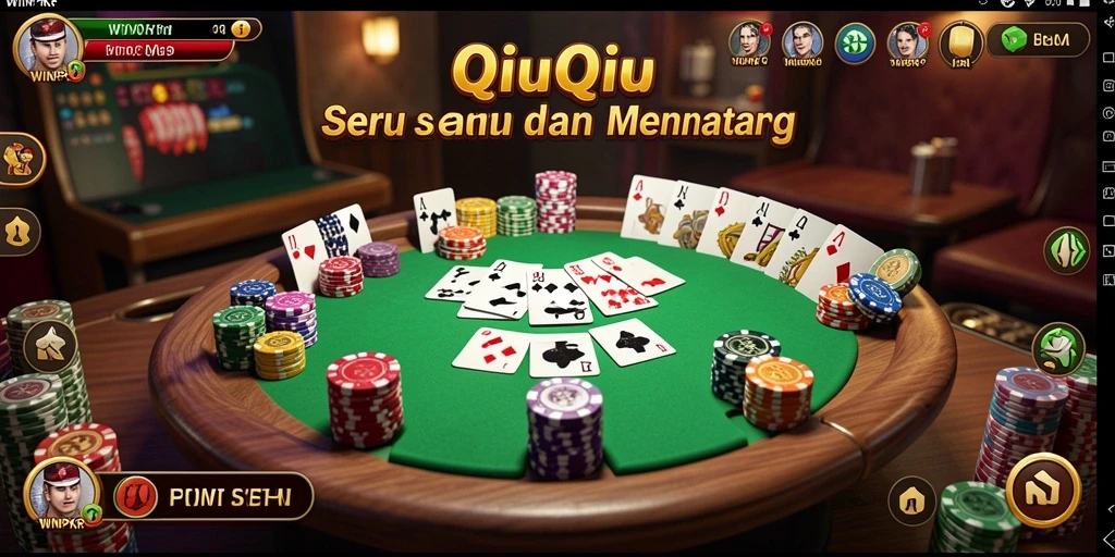 Screenshot menampilkan aksi seru permainan QiuQiu di WINPKR.