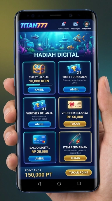 Screenshot antarmuka pengguna aplikasi titan777 yang menarik.